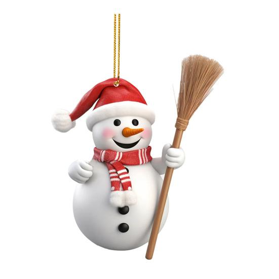 Рождественский снеговик, украшение, плоский акриловый подвесной декор, мультяшный снеговик, праздничная подвеска для рождественской елки, автомобильная дверь