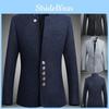 Elegant Mens Single Breasted Stand Collar Jacket Chinese Tunic Suit Business Blazer