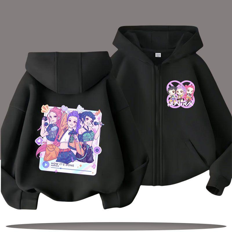KPop Demon Hunters Zipper Hoodies for Boys and Girls, Children's Fashion Sweatshirts