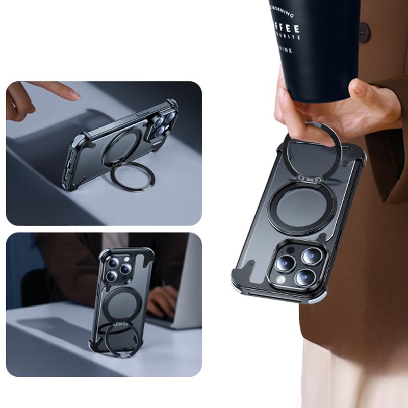 For iPhone 15 Pro Max Case Compatible with Magsafe Ring Kickstand Matte PC Phone Cover