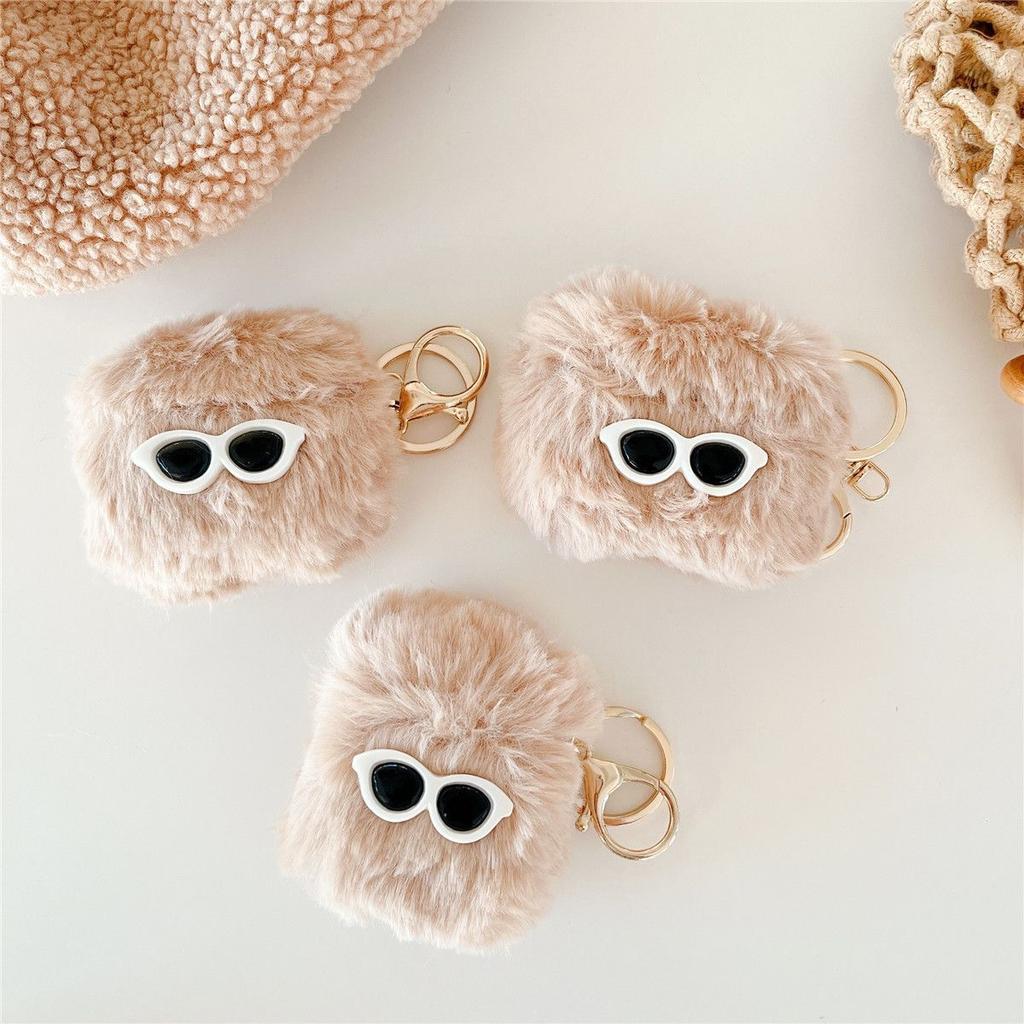 Plush sunglasses teddy dog suitable for Apple's new 1st generation wireless bluetooth protective case AirpodsPro1 anti-drop soft case