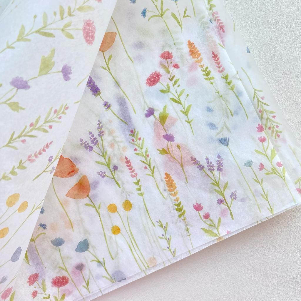 10 Sheets Floral Lavender Wrapping Tissue Paper, Art Craft Paper for Gift Wrapping, Bouquet Packing, DIY Projects, Party and Wedding Decoration