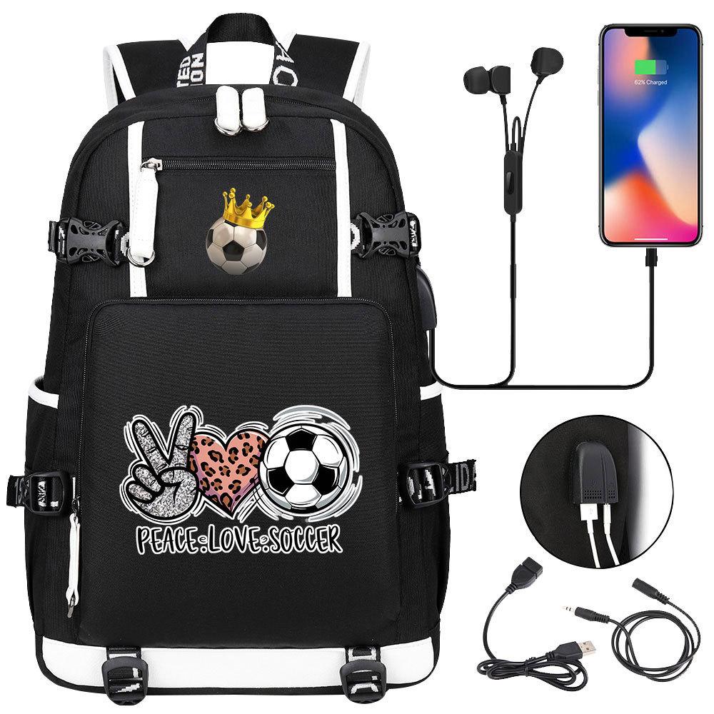 2026 Sports Soccer USB Large Capacity Backpack for Middle High School Students Travel Unisex