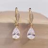 New Cute Water Drop Cubic Zirconia CZ Gold Plated Hoop Drop Earrings for Women Dangle Earring Fashion Jewelry Accessories