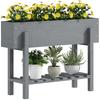 Raised Planter with Bottom Shelf and Two Drainage Holes. Made of Fir Wood. 100x30x70.5cm. Grey