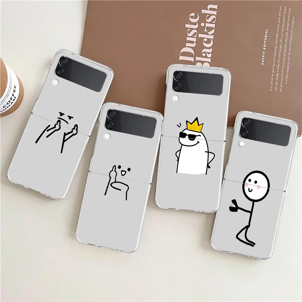 Прозрачный чехол для телефона Samsung Galaxy Z Flip 3 4 5 6 7 Жесткий складной ПК Z Flip3 Flip4 Чехол Милый Спичка Мужчина Пара