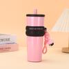 710Ml Large Capacity Car Thermos Mug Stainless Steel Vacuum Flask With Retractable Straw Leak-Proof Coffee Tea Cold Drink Bottle