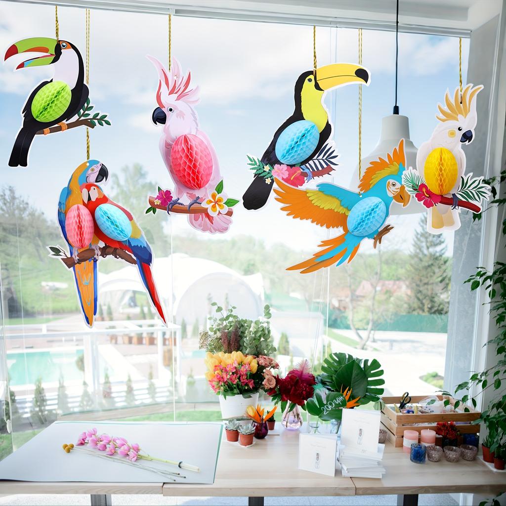 6pcs summer parrot honeycomb hanging decorations party decoration supplies