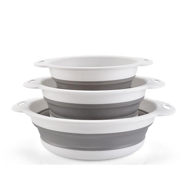 3/4PCS Foldable Collapsible Colander Set Drain Basket with Self-Draining Base Vegetables Fruit Washing Basket Kitchen Drainer6