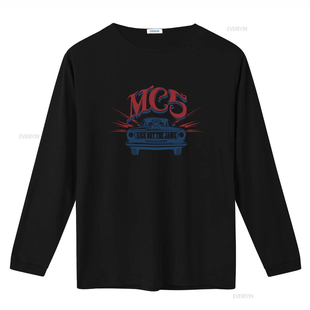 Хлопковая футболка MC5 Kick Out The Jams Дизайн ретро-автомобиля Рок-группа винтажный Стиранный Мягкий мужской Удобный Слегка дышащий