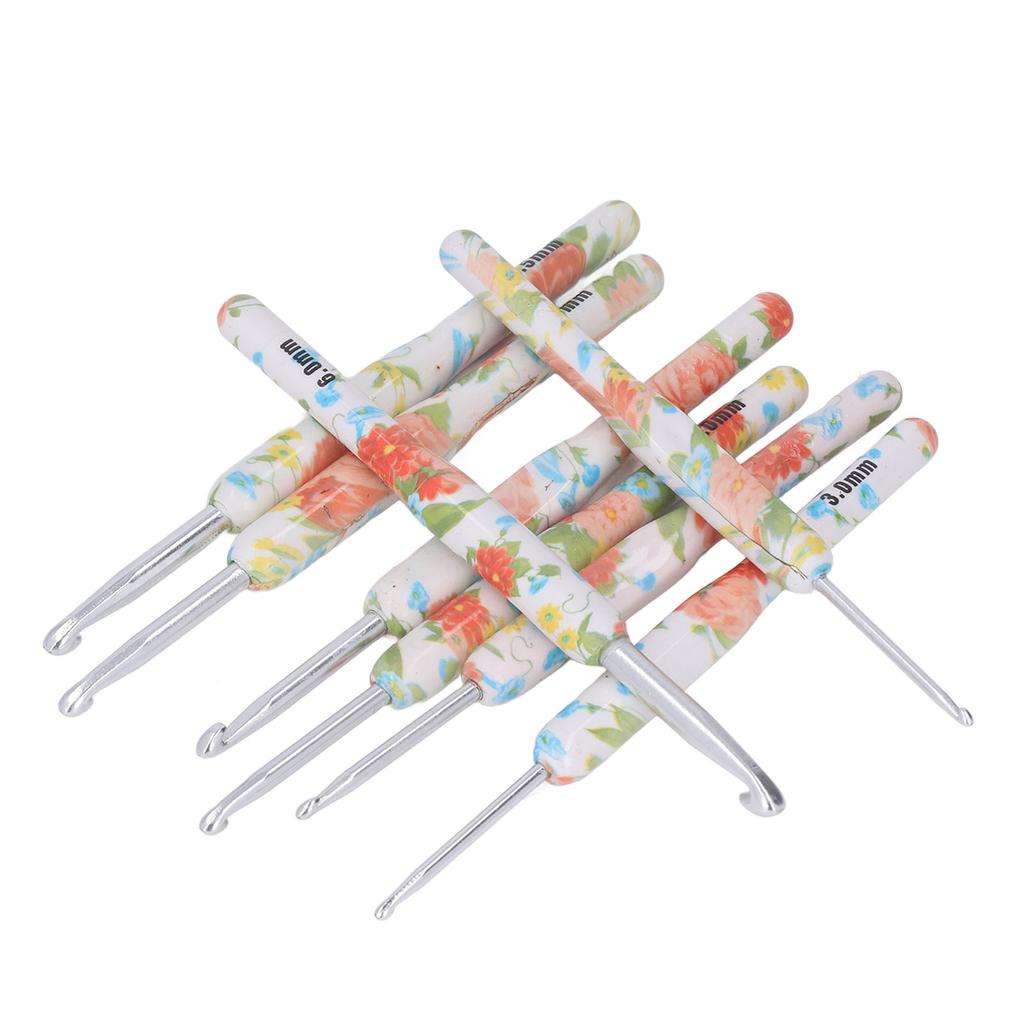 8pcs Crochet Hook Set Printing Aluminum Handcraft Colorful Crochet Hook Ergonomic Knitting Hook for Knitters for Sewing