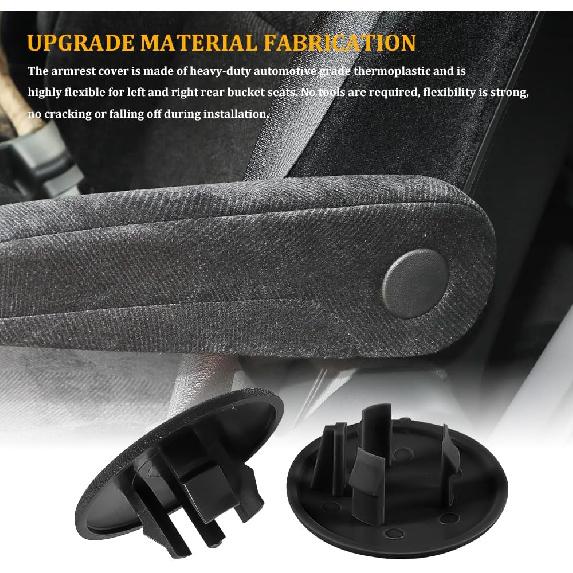 2PCS Armrest Cap Cover, Seat Cover Cap, Black Left or Right Rear Bucket Seats Arm Rest Handle Trim Bolts Compatible with Chevy Tahoe Escalade,