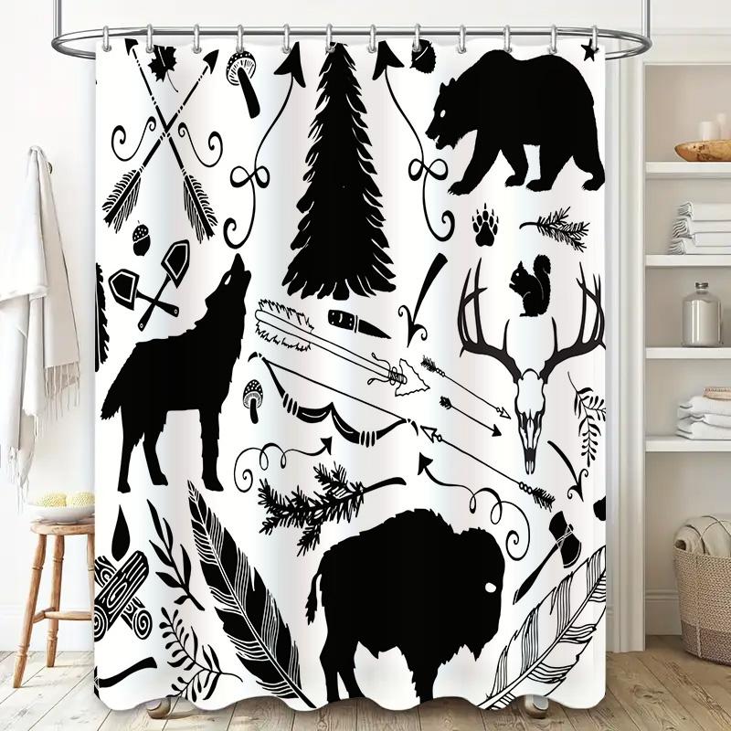 Animal-themed shower curtain with various patterns suitable for bathroom decoration Perfect gift idea for animal lovers. Availab
