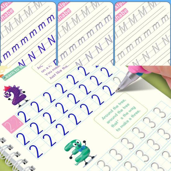 Handwriting Practice Book for Kids Magic Grooved Writing Copybook Reusable Writing Practice Workbook Kindergarten Pre-School Essentials