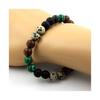 Bracelet - A BIJOUX - Jaspe Dalmatien, Malachite, Onyx noir - 8 mm - Fabriqué en France - Mixte