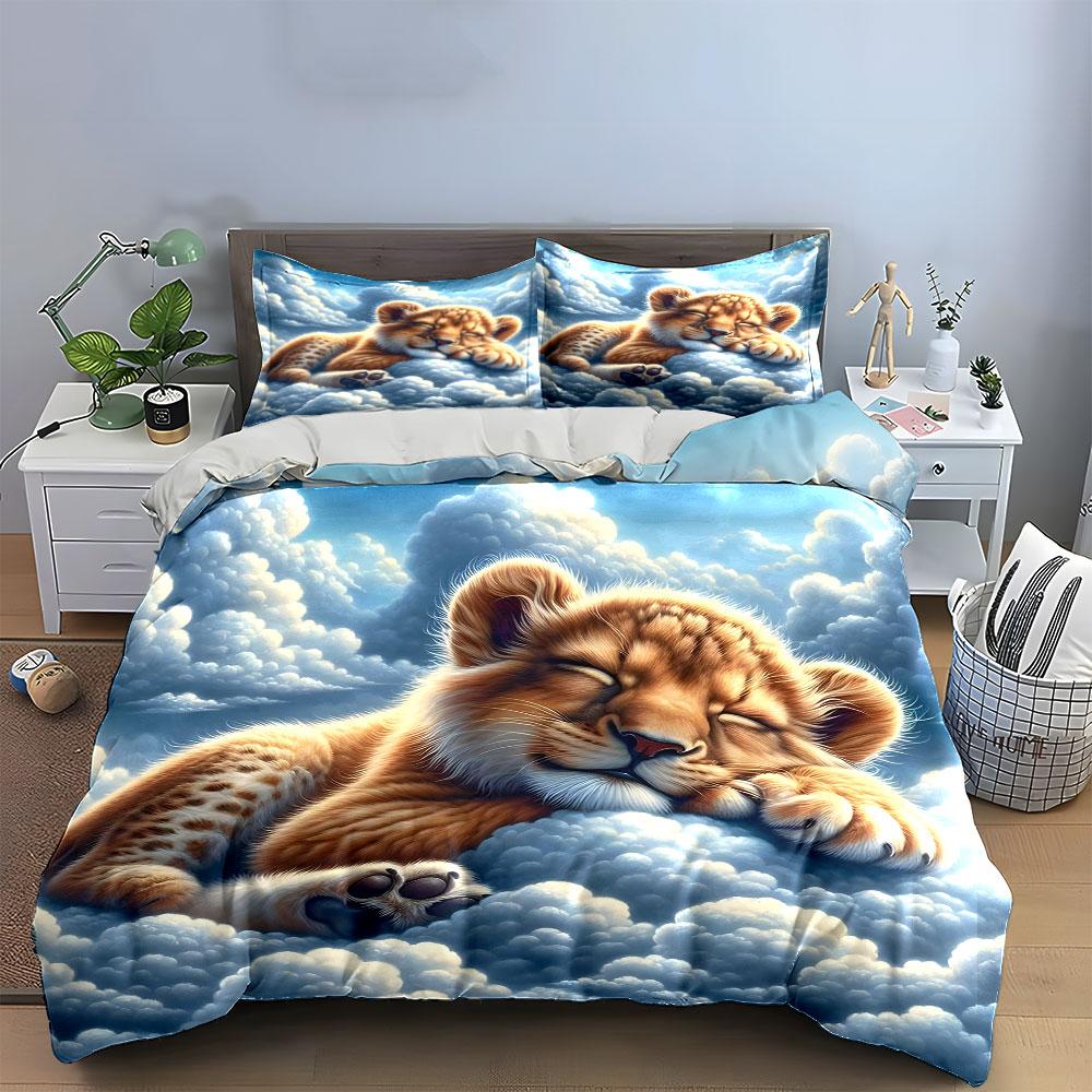 Sleeping cheetah on clouds. Bedding sets Duvet cover sets Duvet covers Pillowcases(1 * Duvet Cover 2 * Pillowcases without duvet insert)
