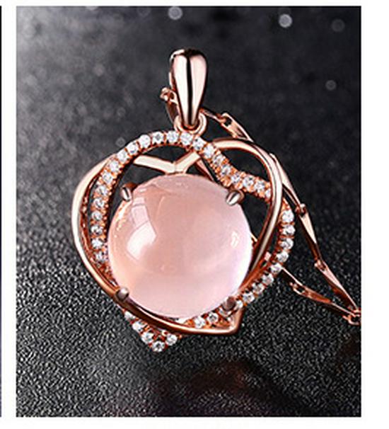 Women's Rose Quartz Clavicle Necklace - Japanese & Korean Fashion Pendant, Valentine's Day Gift