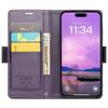 For iPhone 16 Leather Case CASEME 023 RFID Blocking 3 Card Slot Mobile Cover - Purple