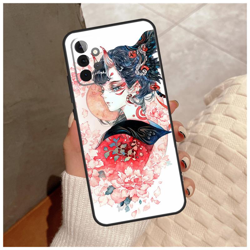 Чехол в японском стиле с аниме-лисой для Samsung Galaxy A13 A33 A53 A34 A54 A14 A15 A16 A26 A36 A56 A12 A32 A52 A06 A35 A55