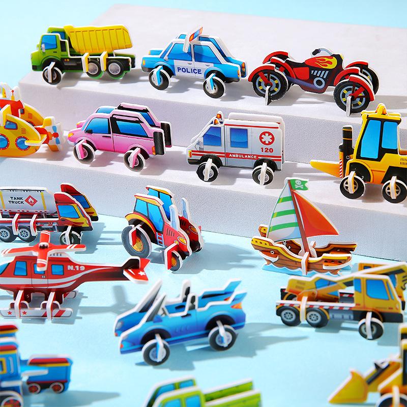 30Pcs 3D Cartoon Car Paper Jigsaw Puzzle Construction Truck Toys Kids Birthday Party Favors Gift for Guests Goodie Pinata Filler