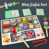 Simulation Barbecue Wooden Children Toys With Pretend Grill And Accessories Food
