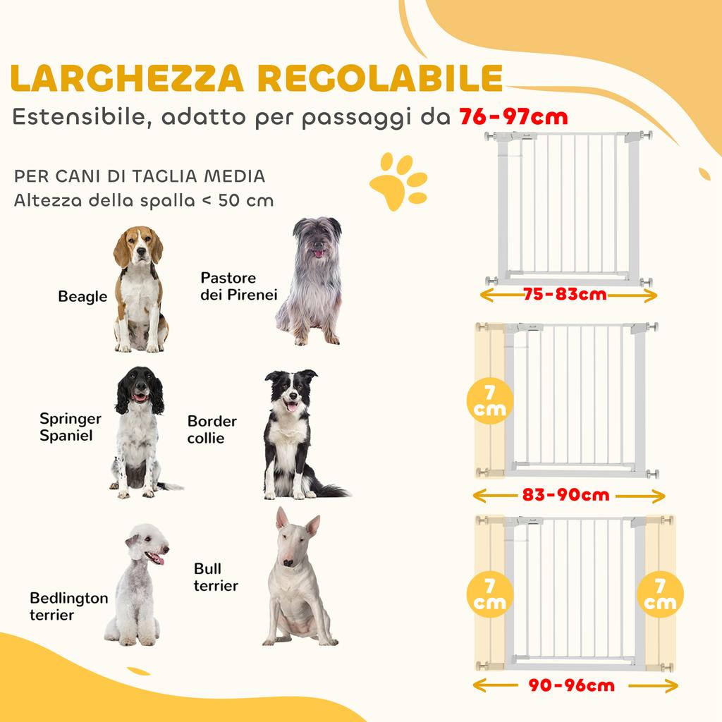 Dog Safety Gate, Pressure Fit, Adjustable Width 76-97cm