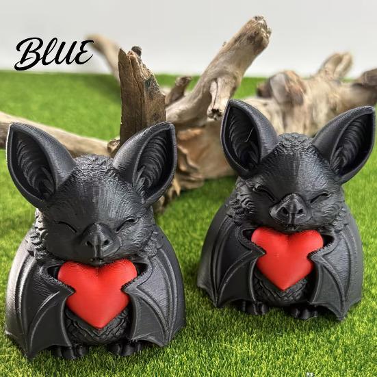 Глянцевый Красный Летучая Мышь Акцент Милое Сердце 3D Печатное Украшение на Хэллоуин Новинка Настольная Скульптура для Жуткой Вечеринки Призрачной