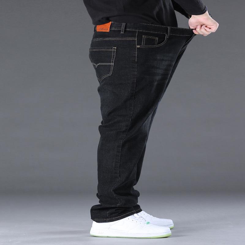 2024 Men's Plus Size Elastic Jeans: Loose, Big, Tall, Straight Leg, Slim Fit Pants for Spring and Autumn