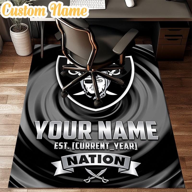 Custom Name Las Vegas Raiders Design Rug Office Rug Chair Mat Non Slip Carpet Rugs for Bedrooms Dining Room Living Room Home Decor gifts