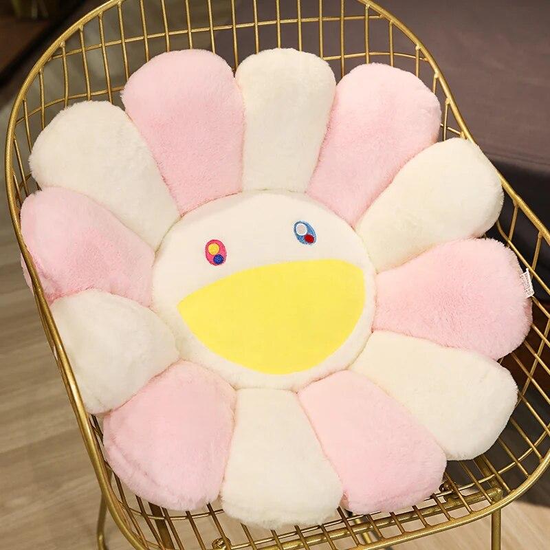 Kawaii улыбка лицо подсолнух солнечный цветок мягкая плюшевая игрушка кукла подушка коврик держать подушку дома спальня авто Декор подарок для девочек