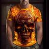 Summer Round Neck 3D Skull Pattern Print Top Fashionable Casual Short Sleeved Men's T-shirts
