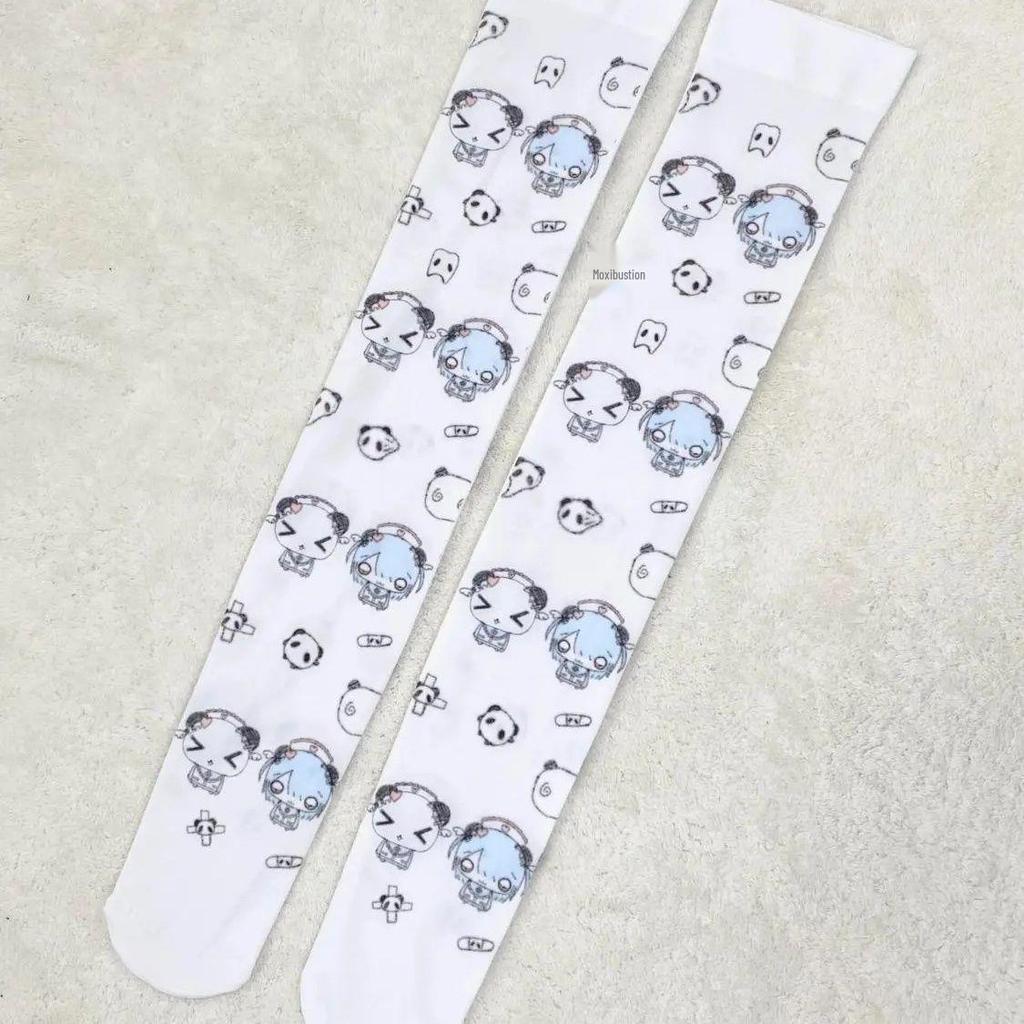 Summer Cute Anime Print Over-the-Knee Lolita Socks: Breathable, Versatile, Sunscreen Stockings