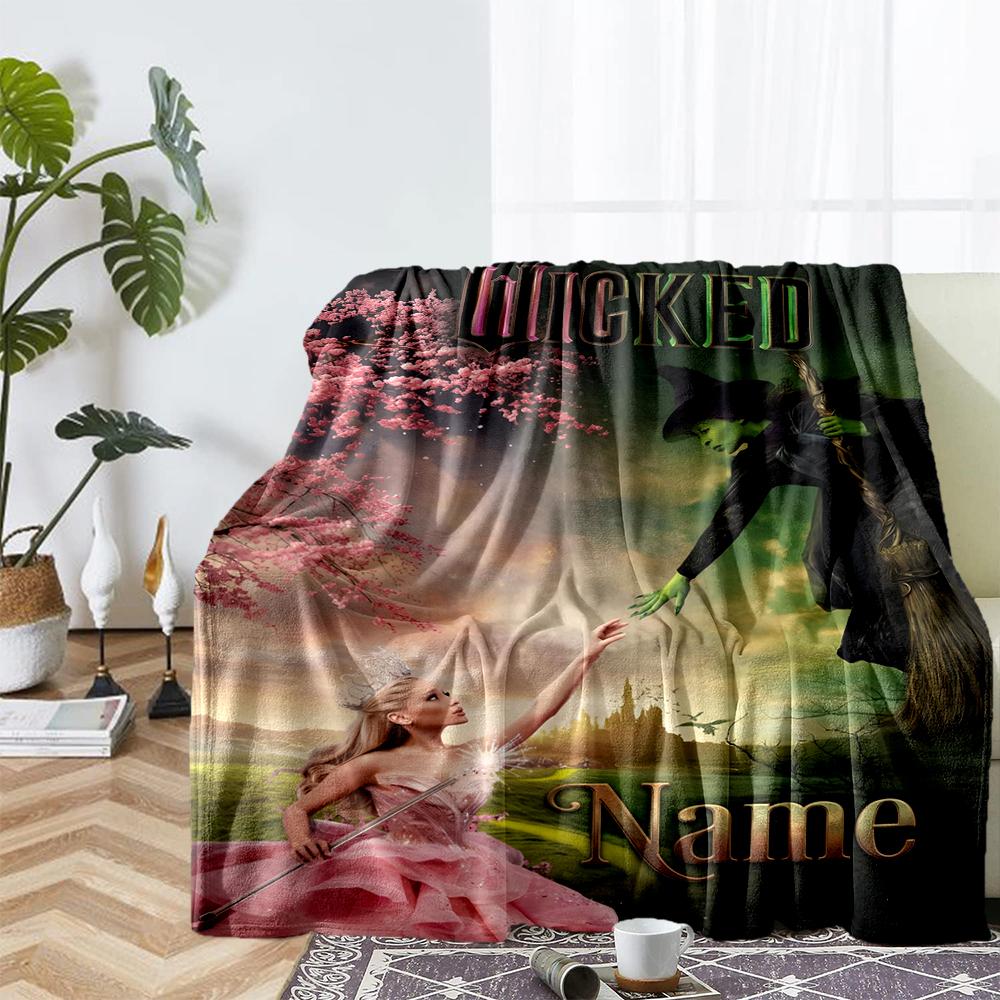 Custom Name Wicked Theme Printed Blanket - Perfect for Couch, Bed, Travel & Outdoor Use | Machine Washable, Cozy & Durable.