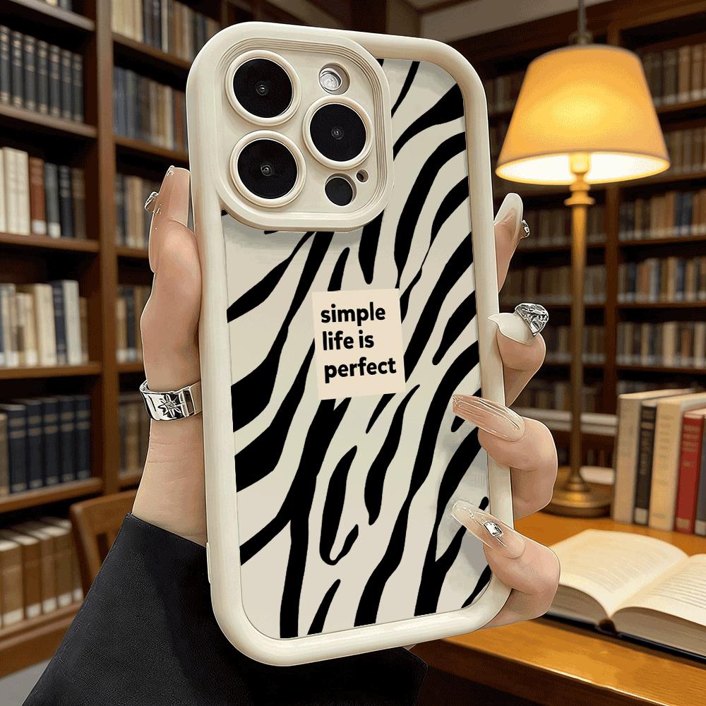 Zebra Stripe Pattern Phone Case for iPhone 17 16 15 14 13 12 11 Pro Max Plus Anti Scratch, Gel Flexible Protective