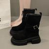 Модные женские ботильоны, износостойкие, нескользящие, 2024, новые осенне-зимние ботинки для женщин на открытом воздухе, модные однотонные женские ботинки