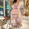 Blocked Fashion Color Letter Pattern Backpack With Compartment Transparent