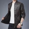 Мужская куртка из искусственной кожи в корейском стиле с воротником-стойкой - модный повседневный мотоциклетный дизайн на осень/зиму