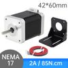 Nema 17 Stepper Motor 60mm 2A 85Ncm Torque 1.8 Degree 4 Wire Bipolar Heavy Duty CNC 3D Printer Upgrade Includes Cable Bracket