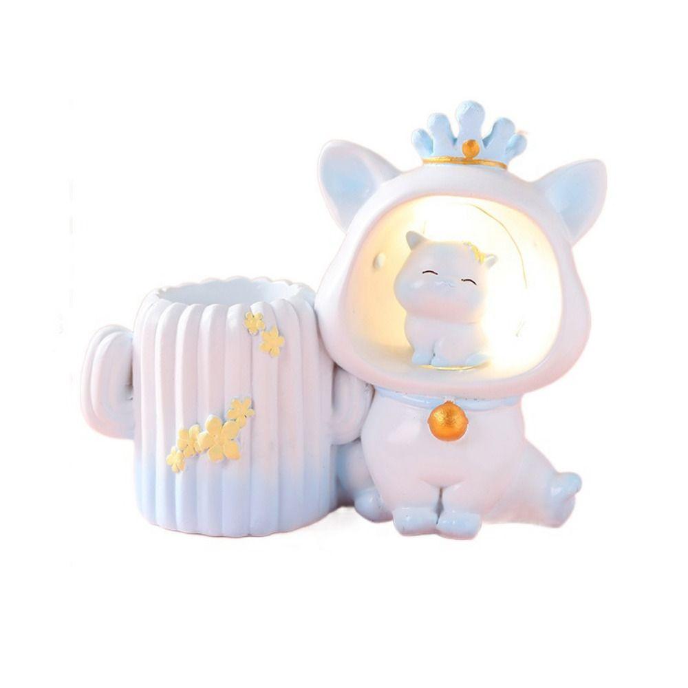 Little Bear/Pig LED Night Light Cartoon Makeup Brush Holder Astronaut Ornament Children's Gifts