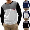 Мужская мода повседневные рубашки с круглым вырезом и длинными рукавами с принтом в полоску, топы, блузки