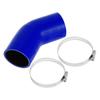X AUTOHAUX 1 Set 68mm/2.68" ID 90mm/3.54" Length 45° Blue Black Car Silicone Hose with Clamp Hose Universal