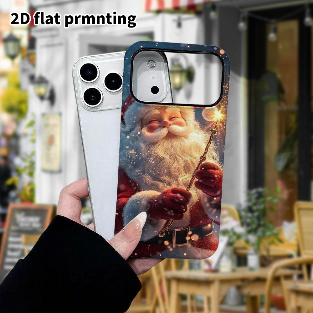 Phone Case: 2D flat design suitable for iPhone 18, 17, 16, 15, 14, 13 Pro film protective case, couple style, Santa Claus, Christmas and Halloween gif