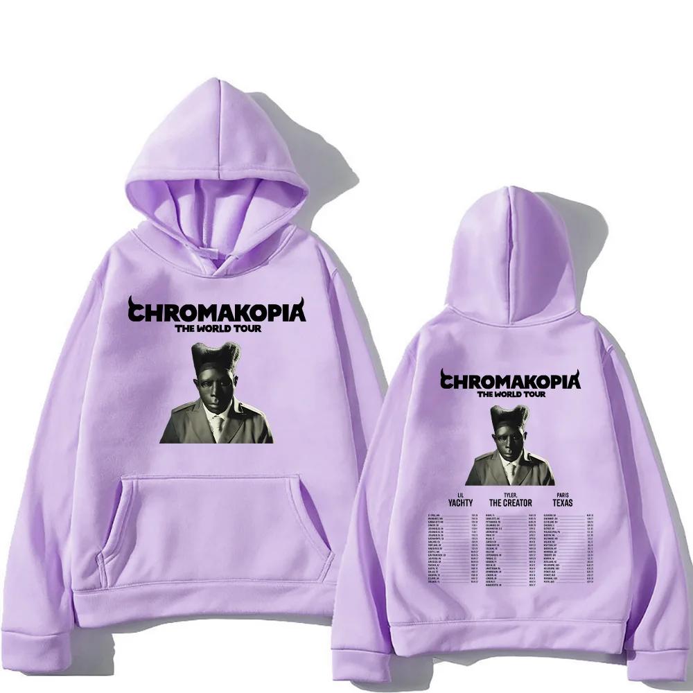 Tyler The Creator Chromakopia World Tour Толстовки Ретро Классика Подарки для фанатов Пуловеры Унисекс Двусторонний принт Свитшот Свободные топы High Street