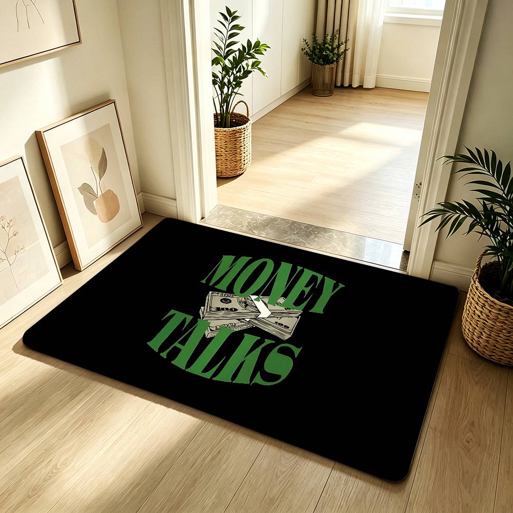 Art Money Talks Carpet Bathroom Anti-slip Mat Door Mat Home Decoration Mat Entrance Door Mat Scratch-resistant Door Mat