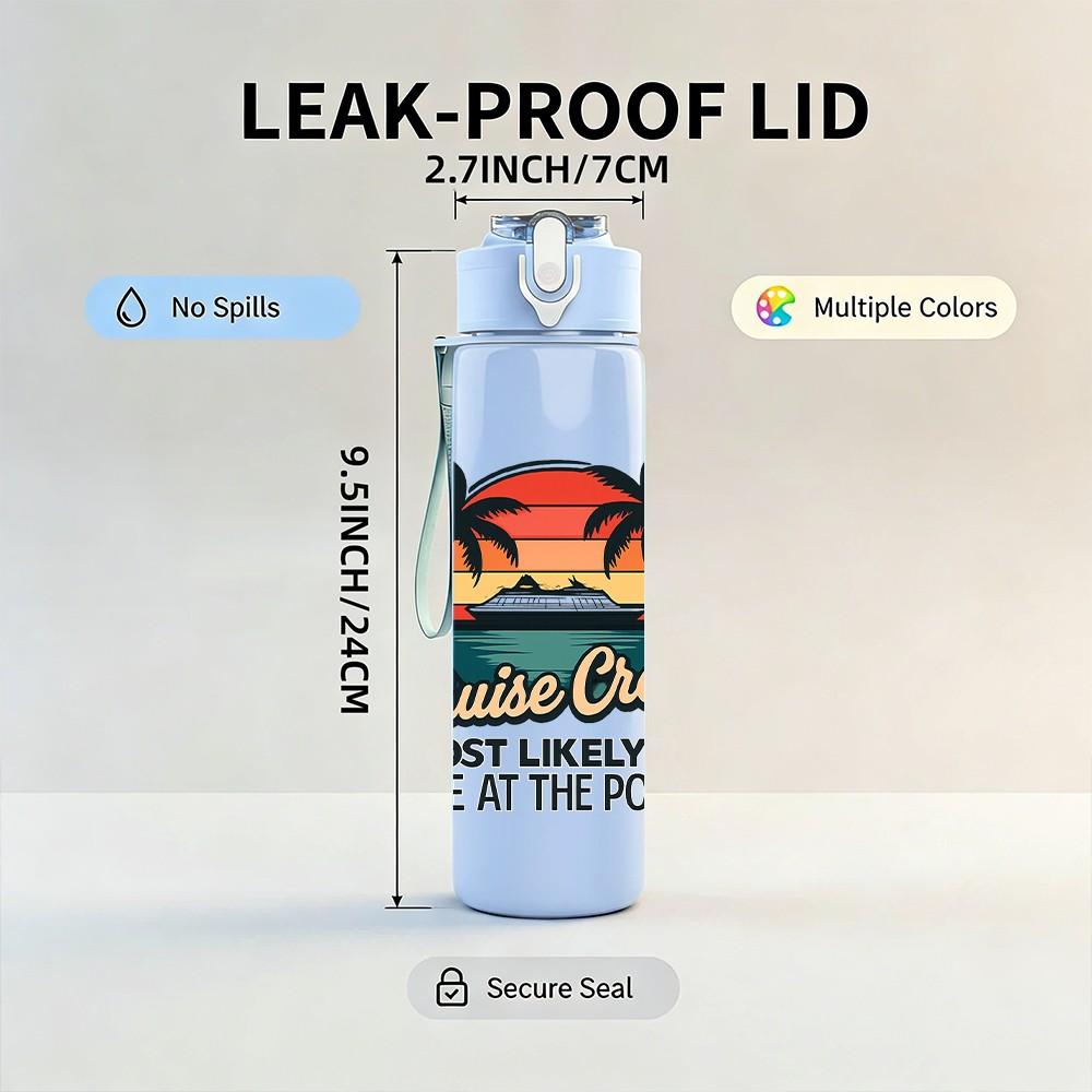 1PC Summer Beach Quote 750ml Color Plastic Sports Water Bottle Leakproof Flip Straw Lid Suitable for Sports Office Home Use