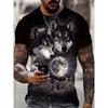 Летняя мужская футболка с рисунком волка, модная, удобная, свободная, дышащая, с коротким рукавом