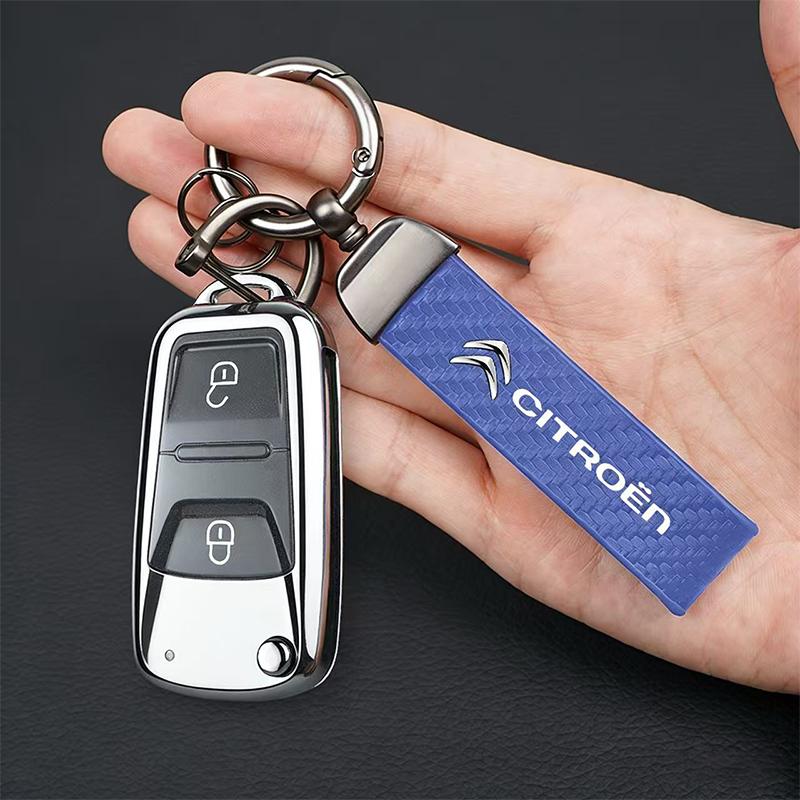 Car Badge Carbon Fiber Keychain Car Styling Custom Key Ring For Citroen Grand Picasso Jumper Cactus Saxo 2CV VTS DS3 DS4 DS5 RD3