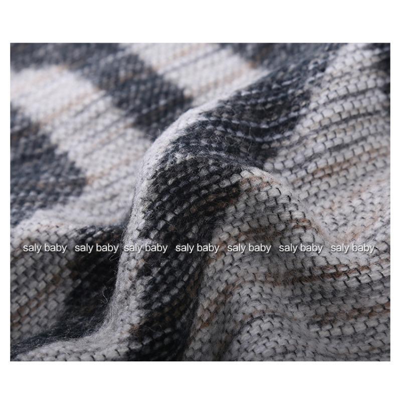Autumn and Winter Ethnic Style Thickened Warm Geometric Pattern Double-sided Robot Scarf, Dual-purpose Shawl
