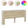 LED Headboard with Shelves Sonoma Oak 220 x 16.5 x 103.5 cm