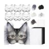 29Pcs/Set DIY Cat Face Guard Kit with Faux Fur Felt Cloth Paintable Animal Half Face Shield Halloween Carnival Role Play Masquerade Party Prop
